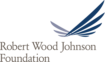 Robert Wood Johnson Foundation Logo, blue vector-style bird with gray name below.